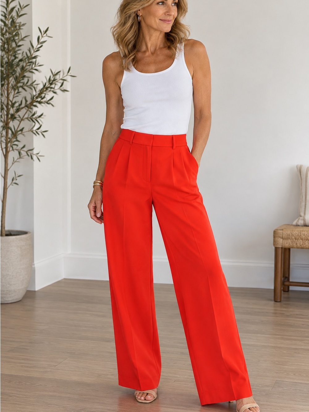Old Navy Bright Red Wide Leg Pants